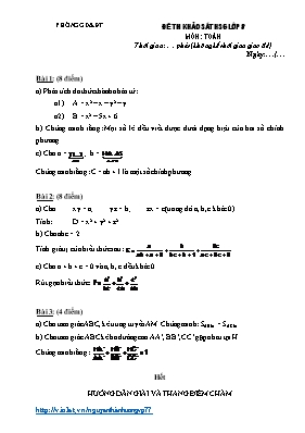 Đề thi khảo sát học sinh giỏi môn Toán học khối 8